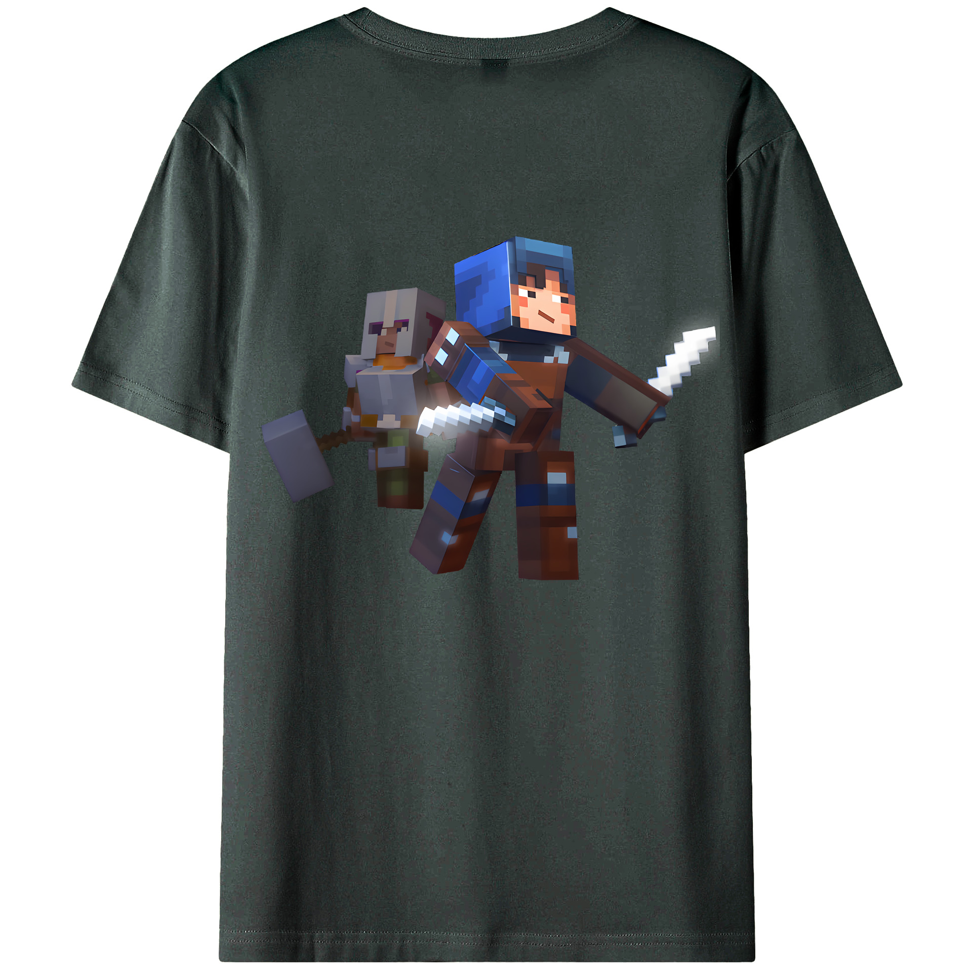 （画像用） マインクラフト ブロックの世界 Minecraft MC Block world 綿100％ メンズ半袖Tシャツ（バックプリント） 通気性